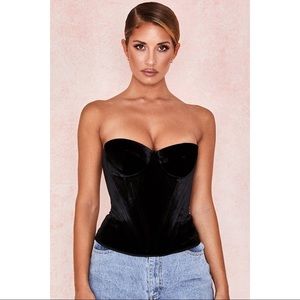 House of CB Jessamine Velvet Corset Top - Structured Corset Top with Boning